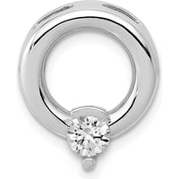 14K White Gold Slide Pendant Mounting for 4mm Round Stone - Polished Finish by Oro Pregiato