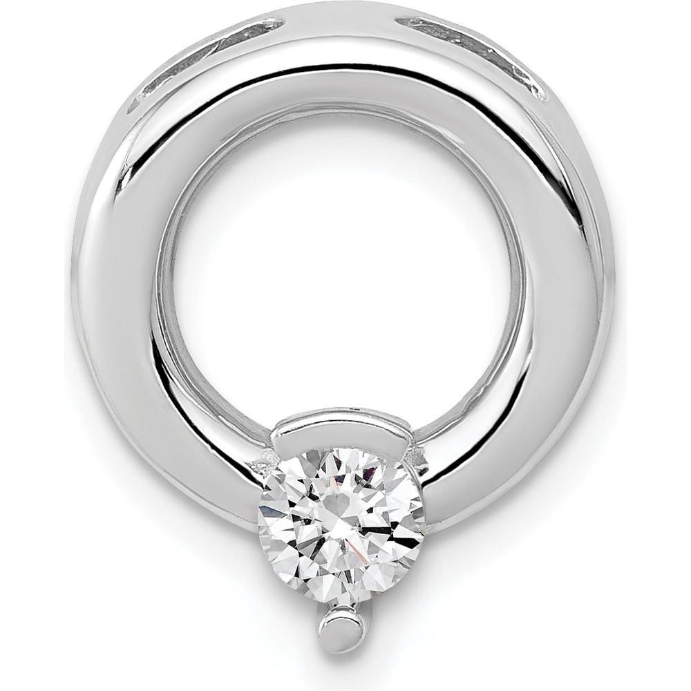 14K White Gold Slide Pendant Mounting for 4mm Round Stone - Polished Finish by Oro Pregiato