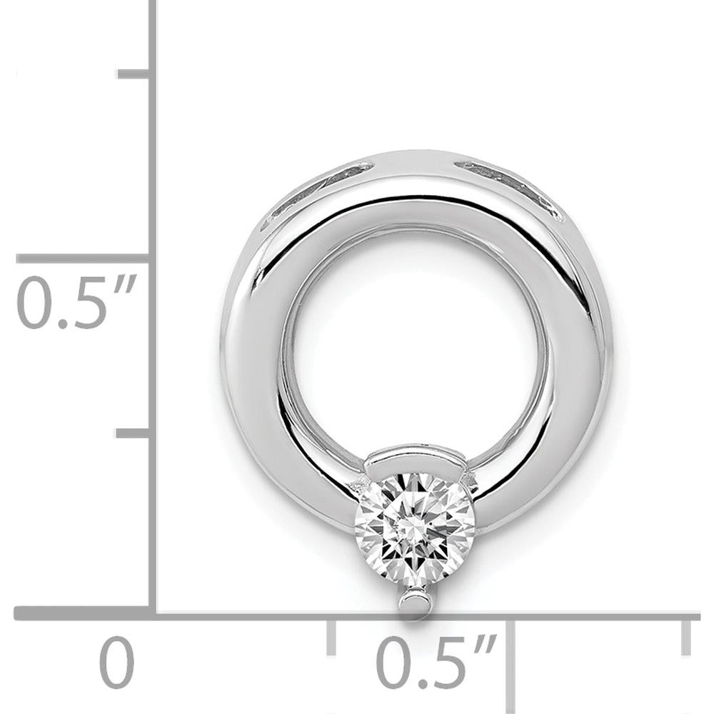14K White Gold Slide Pendant Mounting for 4mm Round Stone - Polished Finish by Oro Pregiato
