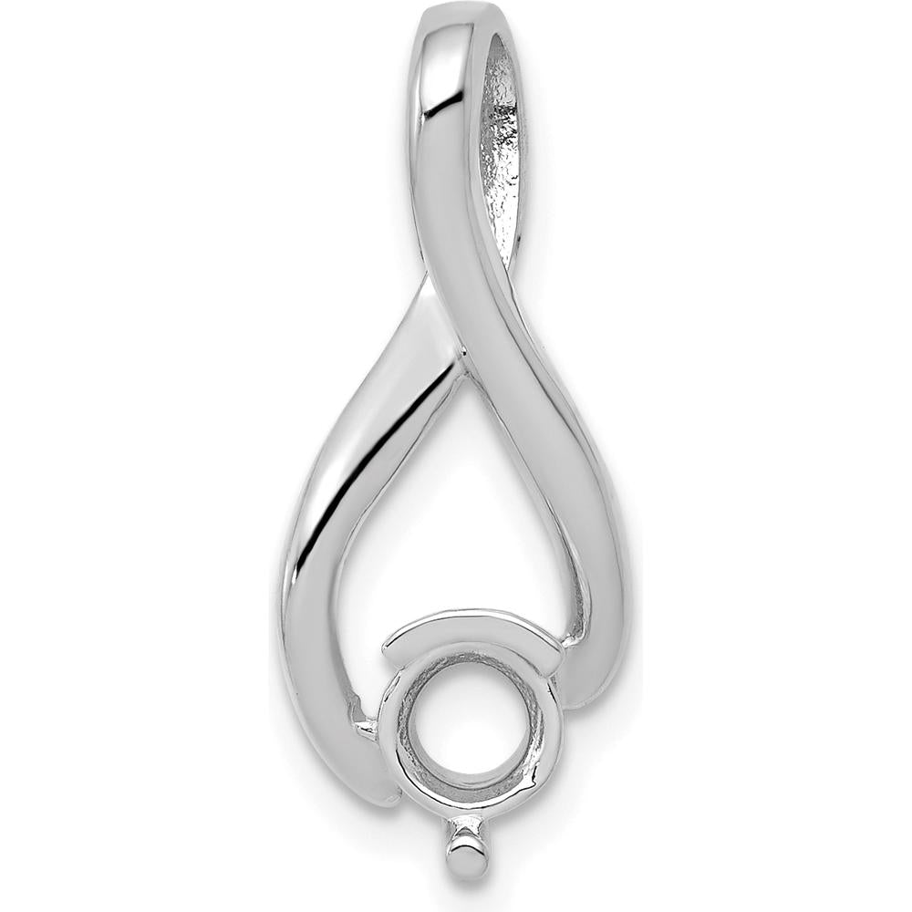 14K White Gold Slide Pendant Mounting for 5mm Round Stone, Fits up to 6mm Omega Chain by Oro Pregiato