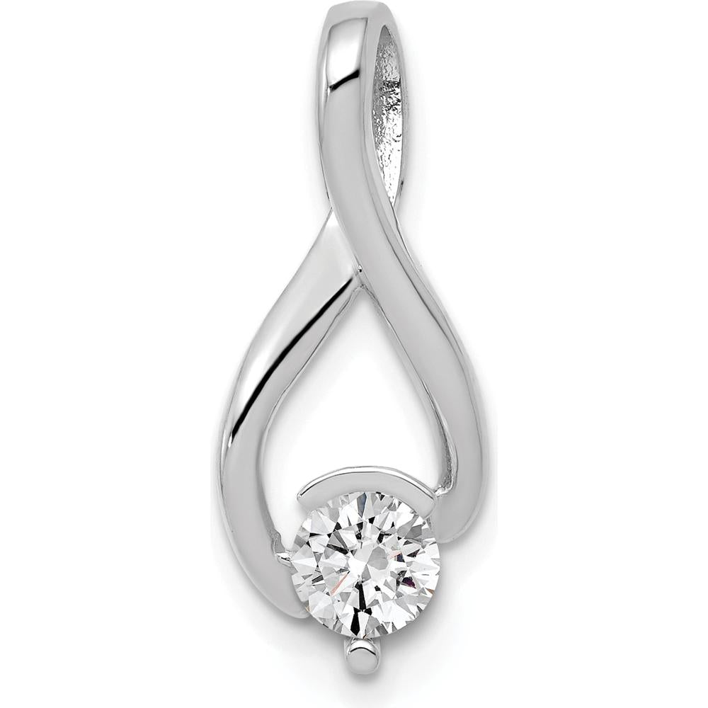 14K White Gold Slide Pendant Mounting for 5mm Round Stone, Fits up to 6mm Omega Chain by Oro Pregiato