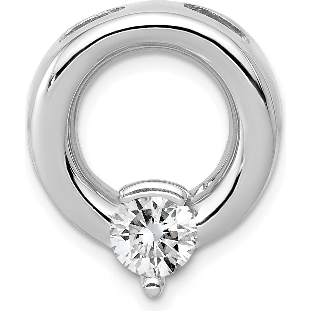 14K White Gold Slide Pendant Mounting for 6.5mm Round Gemstone - Rhodium Plated by Oro Pregiato