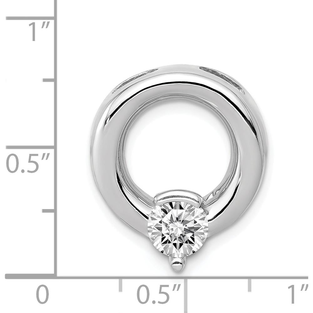 14K White Gold Slide Pendant Mounting for 6.5mm Round Gemstone - Rhodium Plated by Oro Pregiato