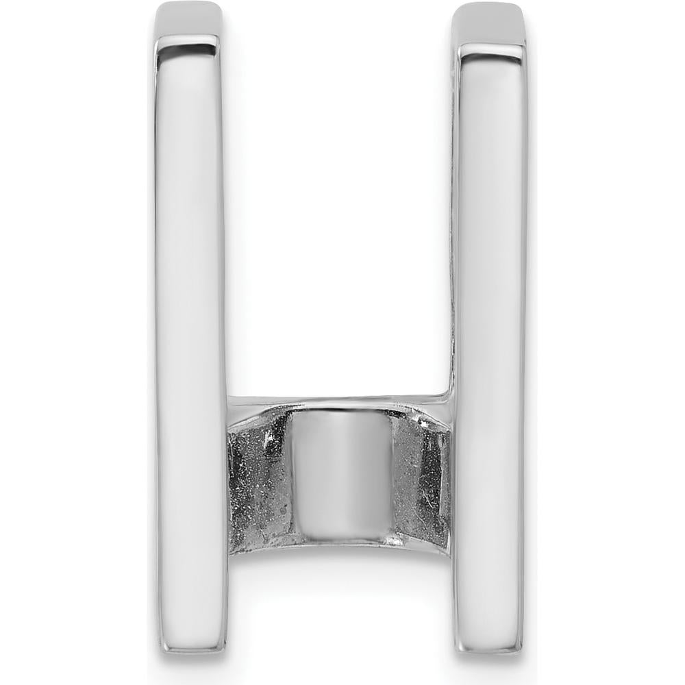 14K White Gold Slide Pendant Mounting for 7.5mm Stone, Fits Omega Chains - Rhodium Plated by Oro Pregiato
