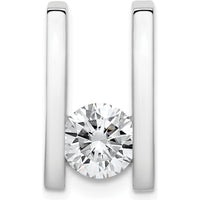 14K White Gold Slide Pendant Mounting for 7.5mm Stone, Fits Omega Chains - Rhodium Plated by Oro Pregiato