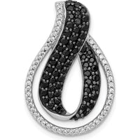 14K White Gold Slide Pendant with Natural Black and White Diamonds - 1.13 Carat Total Diamond Weight by Monteluci Fine Jewelry