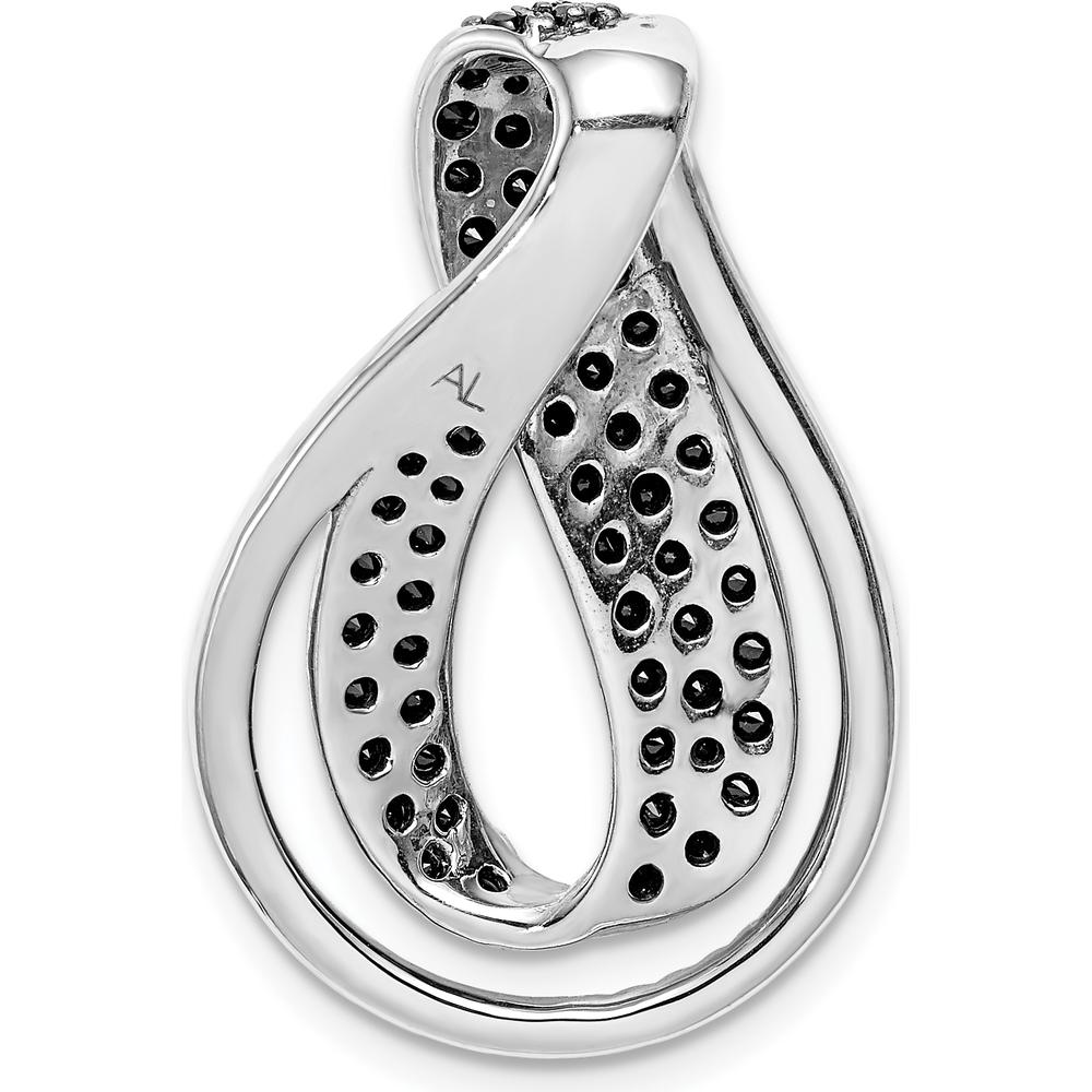 14K White Gold Slide Pendant with Natural Black and White Diamonds - 1.13 Carat Total Diamond Weight by Monteluci Fine Jewelry