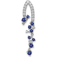 14K White Gold Slide Pendant with Round Lab-Created Sapphires and Diamonds - 0.09 Carat Sapphire, 0.02 Carat Diamond Total Weight by Lumare Gioia