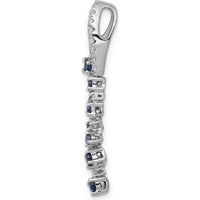 14K White Gold Slide Pendant with Round Lab-Created Sapphires and Diamonds - 0.09 Carat Sapphire, 0.02 Carat Diamond Total Weight by Lumare Gioia