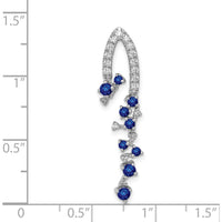 14K White Gold Slide Pendant with Round Lab-Created Sapphires and Diamonds - 0.09 Carat Sapphire, 0.02 Carat Diamond Total Weight by Lumare Gioia