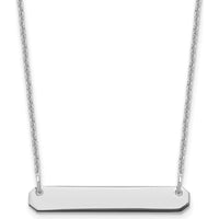 14K White Gold Small Blank Bar Necklace with Rhodium Plated Cable Chain - 18" Length by Oro Pregiato