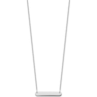 14K White Gold Small Blank Bar Necklace with Rhodium Plated Cable Chain - 18" Length by Oro Pregiato