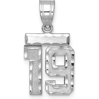 14K White Gold Small Brushed and Diamond-Cut Number 19 Pendant by Oro Pregiato