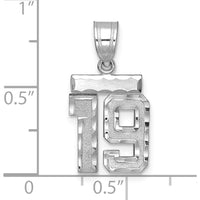 14K White Gold Small Brushed and Diamond-Cut Number 19 Pendant by Oro Pregiato