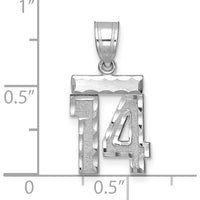 14K White Gold Small Brushed Diamond-Cut Number 14 Charm by Oro Pregiato
