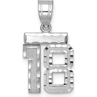 14K White Gold Small Brushed Diamond-Cut Number 18 Charm with Rhodium Plating by Oro Pregiato