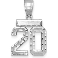 14K White Gold Small Brushed Diamond-Cut Number 20 Charm by Oro Pregiato