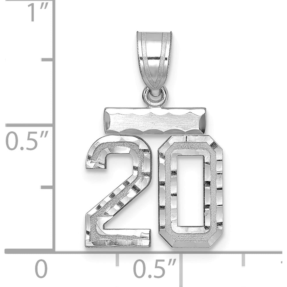 14K White Gold Small Brushed Diamond-Cut Number 20 Charm by Oro Pregiato