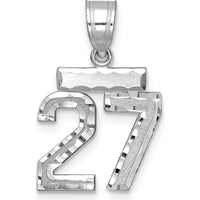 14K White Gold Small Brushed Diamond-Cut Number 27 Charm with Rhodium Plating by Oro Pregiato