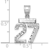 14K White Gold Small Brushed Diamond-Cut Number 27 Charm with Rhodium Plating by Oro Pregiato