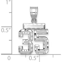 14K White Gold Small Brushed Diamond-Cut Number 35 Pendant by Oro Pregiato
