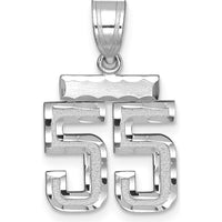 14K White Gold Small Brushed Diamond-Cut Number 55 Pendant Charm by Oro Pregiato