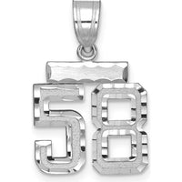 14K White Gold Small Brushed Diamond-Cut Number 58 Charm by Oro Pregiato