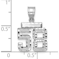 14K White Gold Small Brushed Diamond-Cut Number 58 Charm by Oro Pregiato