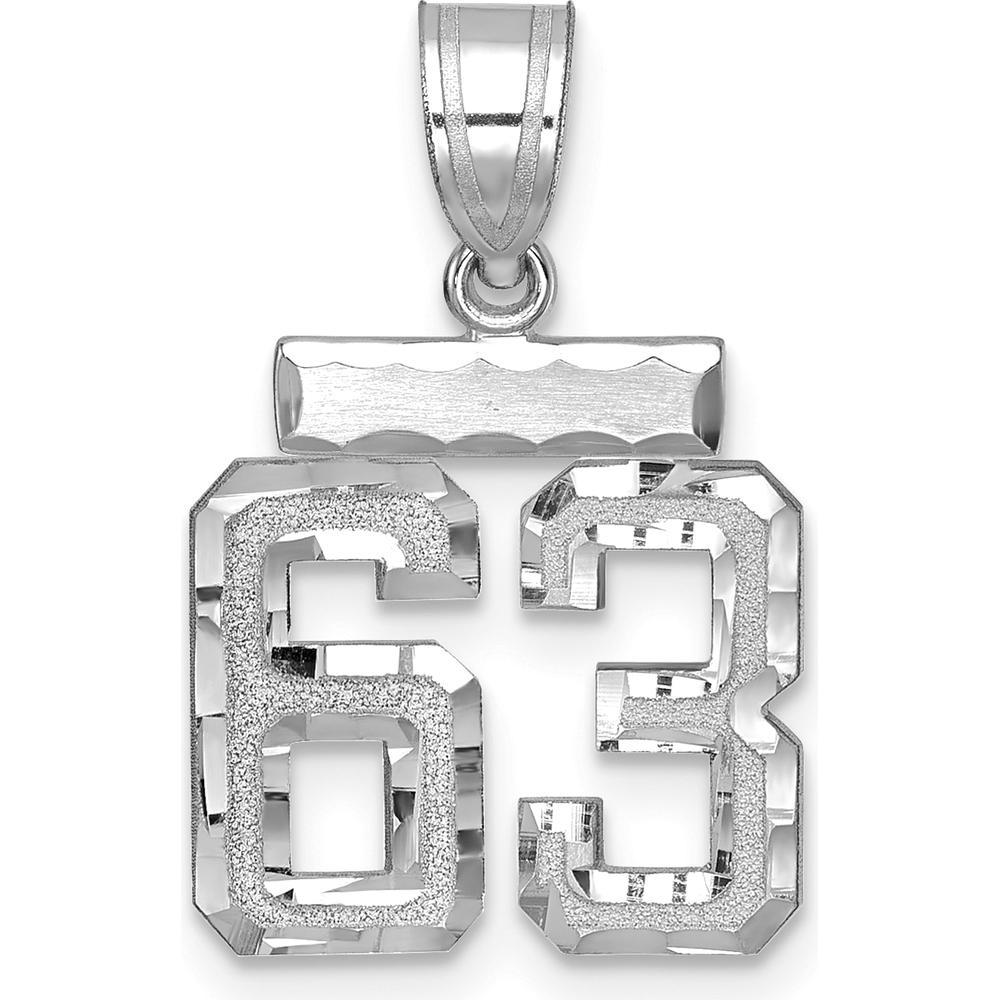 14K White Gold Small Brushed Diamond-Cut Number 63 Charm by Oro Pregiato