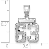 14K White Gold Small Brushed Diamond-Cut Number 63 Charm by Oro Pregiato
