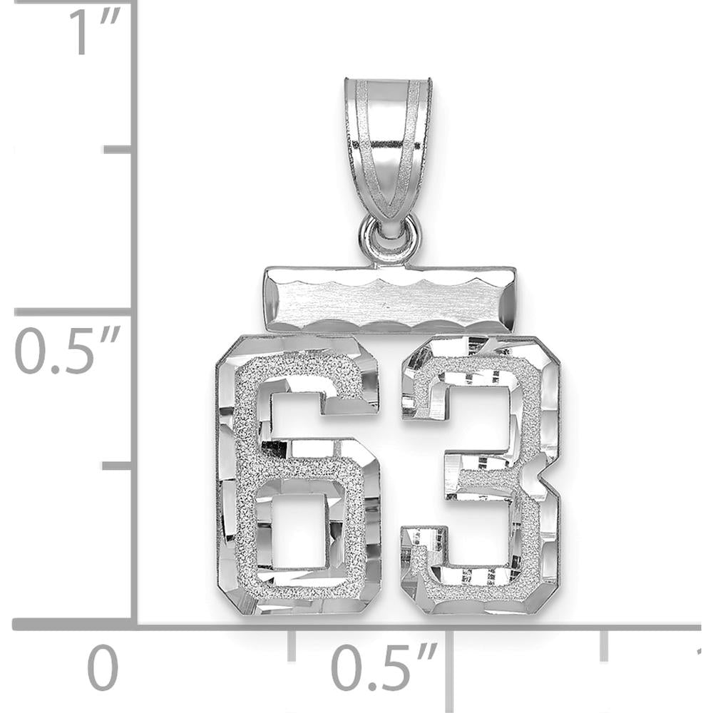 14K White Gold Small Brushed Diamond-Cut Number 63 Charm by Oro Pregiato