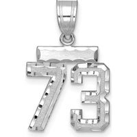 14K White Gold Small Brushed Diamond-Cut Number 73 Charm - Personalized Pendant by Oro Pregiato
