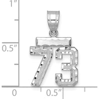 14K White Gold Small Brushed Diamond-Cut Number 73 Charm - Personalized Pendant by Oro Pregiato