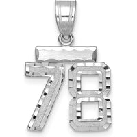 14K White Gold Small Brushed Diamond-Cut Number 78 Charm - Rhodium Plated by Oro Pregiato