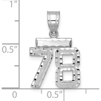 14K White Gold Small Brushed Diamond-Cut Number 78 Charm - Rhodium Plated by Oro Pregiato