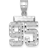 14K White Gold Small Brushed Diamond-Cut Number 95 Charm - Rhodium Plated, Polished Finish by Oro Pregiato