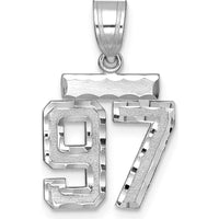 14K White Gold Small Brushed Diamond-Cut Number 97 Charm Pendant with Rhodium Plating by Oro Pregiato