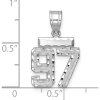 14K White Gold Small Brushed Diamond-Cut Number 97 Charm Pendant with Rhodium Plating by Oro Pregiato