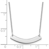 14K White Gold Small Curved Blank Bar Necklace with Rhodium Plating - 18" Cable Chain by Oro Pregiato