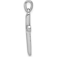 14K White Gold Small Diamond Cross Pendant with Round Diamonds - 0.018 Carat Total Diamond Weight by Monteluci Fine Jewelry