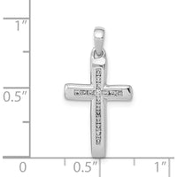 14K White Gold Small Diamond Cross Pendant with Round Diamonds - 0.018 Carat Total Diamond Weight by Monteluci Fine Jewelry