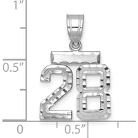 14K White Gold Small Diamond-Cut Brushed Number 28 Pendant by Oro Pregiato