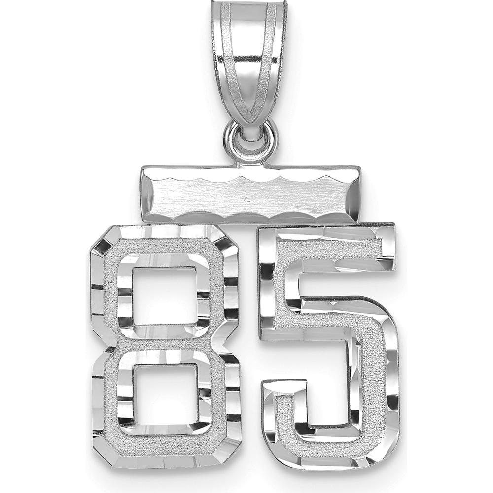 14K White Gold Small Diamond-Cut Number 85 Pendant Charm by Oro Pregiato
