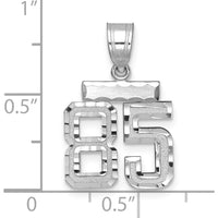 14K White Gold Small Diamond-Cut Number 85 Pendant Charm by Oro Pregiato
