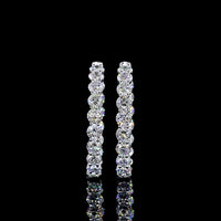 14K White Gold Small Diamond Hoop Earrings with Round Brilliant Cut Lab Grown Diamonds - 7.51 Carat Total Diamond Weight - Covaloro Fine Jewelry