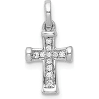 14K White Gold Small Diamond Latin Cross Pendant - 1/20 Carat Total Diamond Weight by Monteluci Fine Jewelry