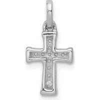 14K White Gold Small Diamond Latin Cross Pendant - 1/20 Carat Total Diamond Weight by Monteluci Fine Jewelry