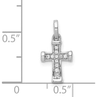 14K White Gold Small Diamond Latin Cross Pendant - 1/20 Carat Total Diamond Weight by Monteluci Fine Jewelry