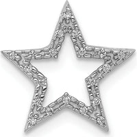 14K White Gold Small Diamond Star Chain Slide Pendant with 20 Round Diamonds - 0.05 Carat Total Diamond Weight by Oro Pregiato