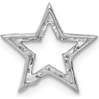 14K White Gold Small Diamond Star Chain Slide Pendant with 20 Round Diamonds - 0.05 Carat Total Diamond Weight by Oro Pregiato